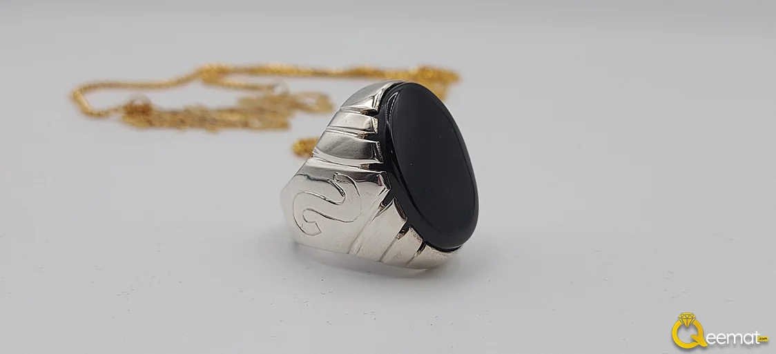 Silver Ring With Agate Stone Alphabet Engraved Silver Ring With Agate Stone Alphabet Engraved