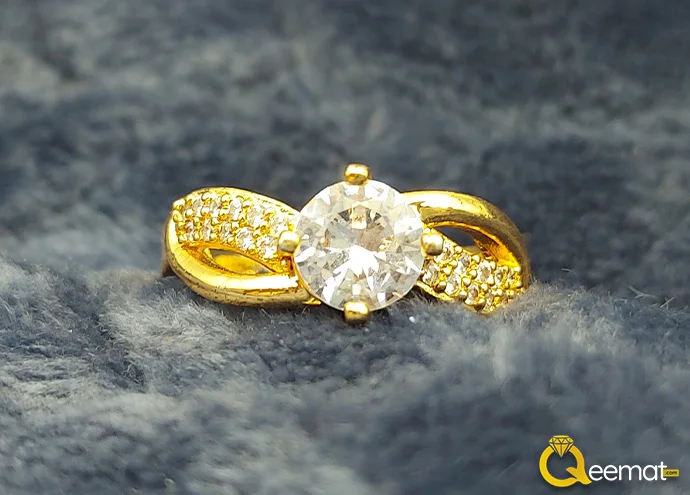 Simple Moissanite Stone Silver Ring With Small Zircon Stones