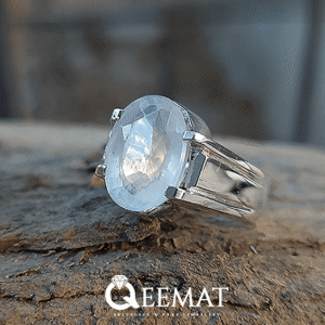 Simple Ring for Men Made of 925 Silver with Natural Quartz Stone