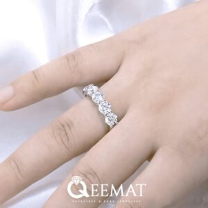 925 Silver Shared Prong Band Ring of Silver for Girls