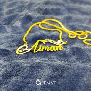 Gold Plated Name Pendant with A Chain by Qeemat Design Makers