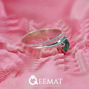 Round Emerald Solitaire Ring - Unisex Simple Green Stone Ring