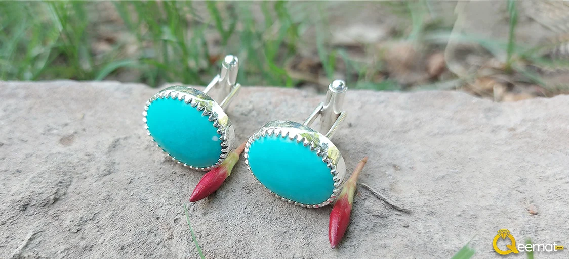 Sterling Silver Turquoise Gemstone Cufflinks in Pure Silver