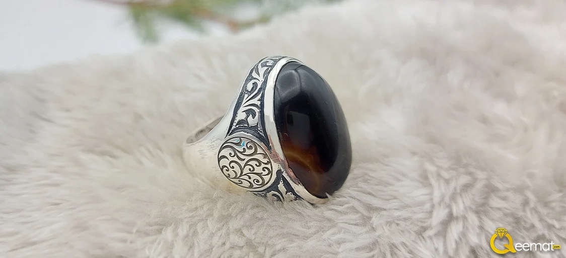 Soleimani Agate Silver Ring Black Color Soleimani Agate Silver Ring Black Color