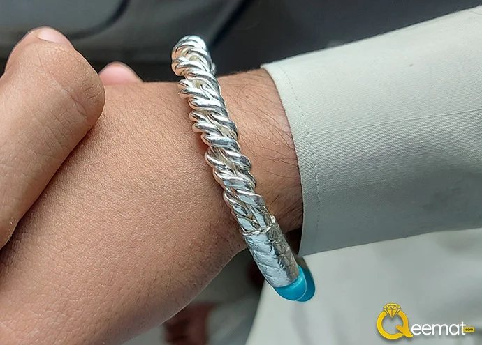 Blue Topaz Pure Chandi Ring Small Burfi Style For Men