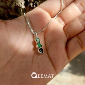 Natural Emerald Gemstones Silver Pendant for Girls or Women