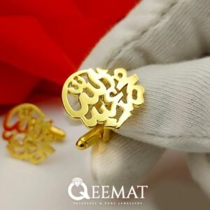 Handmade Calligraphy 925 Silver Cufflinks in 24k Gold Plated