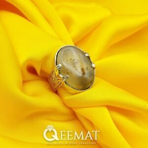 Natural Moss Agate Men's Ring Made of 925 Sterling Silver