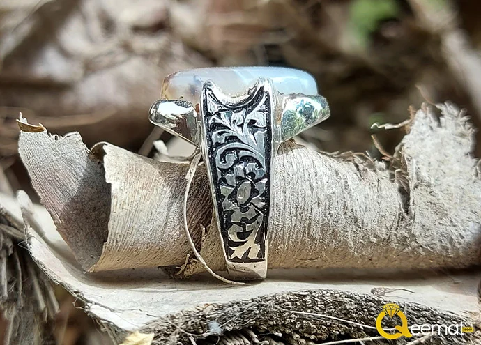 White Agate Stone Ring Made Of Pure Silver