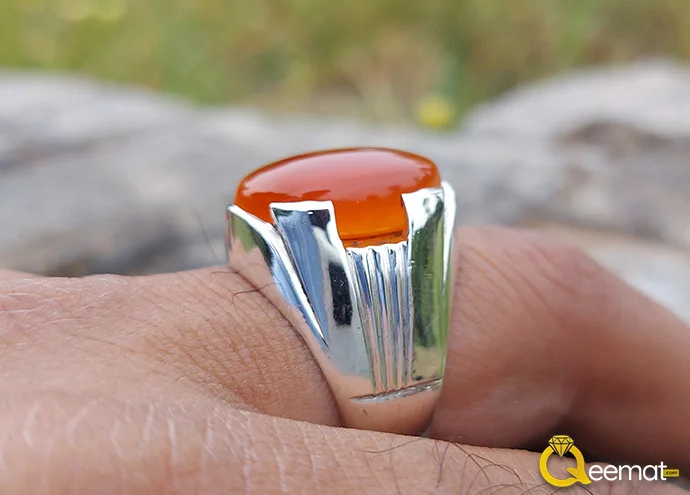Yemeni Agate Ring Design In Pure Silver For Boys