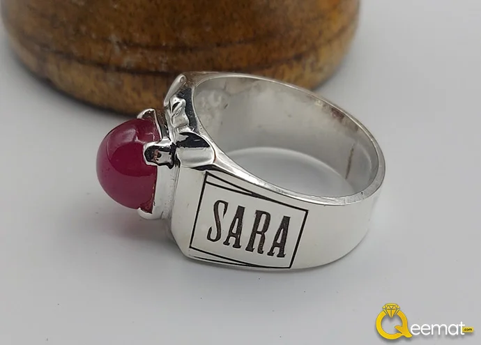 Garnet Stone Name Ring Pure Silver Made For Girls