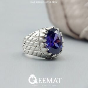 Blue Zircon Gemstone Ring for Men - Made with 925 Sterling Silver