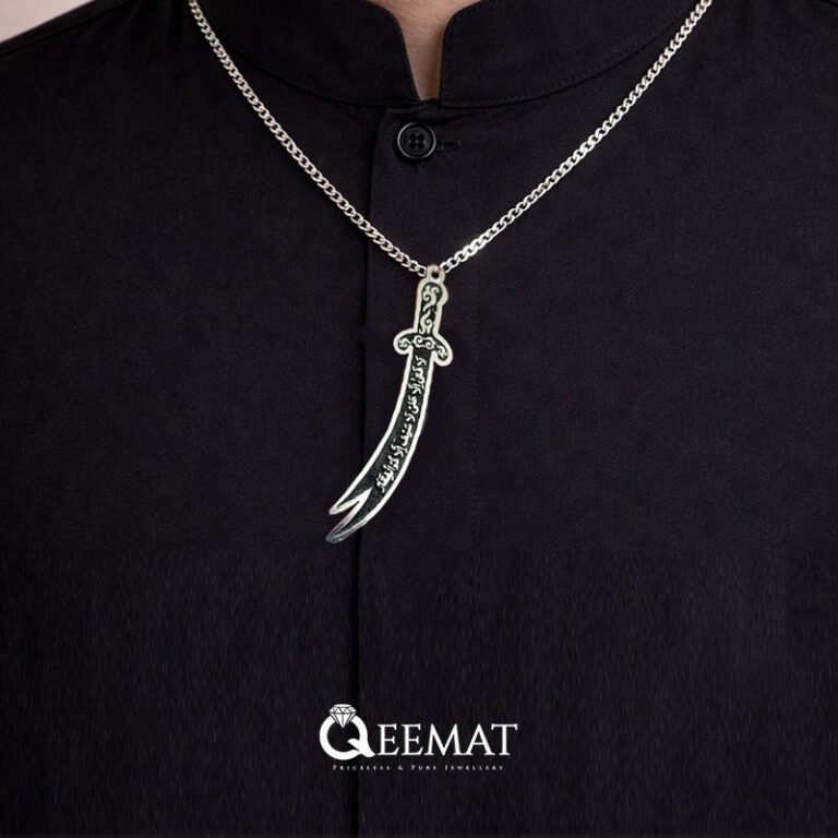 Sword Locket with Arabic Calligraphy - Hazrat Ali A.S Silver Locket ...