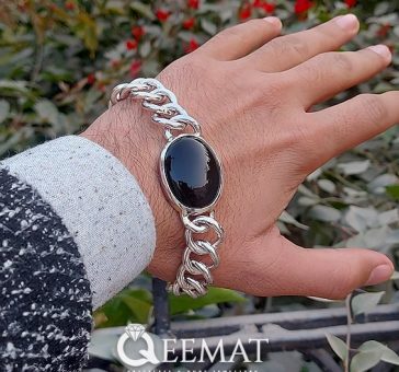 black-gemstone-silver-bracelet