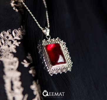Handmade Big Red Stone Necklace
