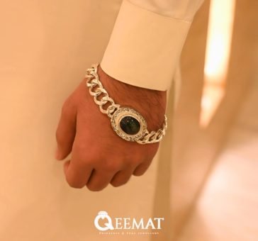 handmade-chain-bracelet-with-natural-black-opal-for-male
