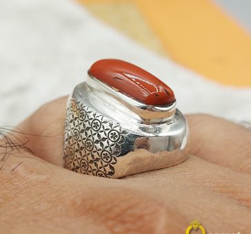 Imperial Style Coral Stone Sterling Silver Ring